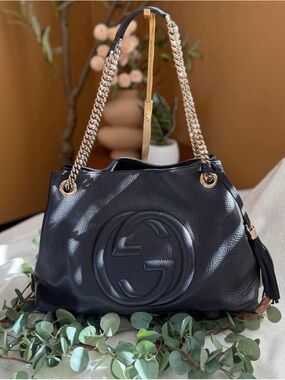 Gucci Soho Black Pebbled Leather Shoulder Bag